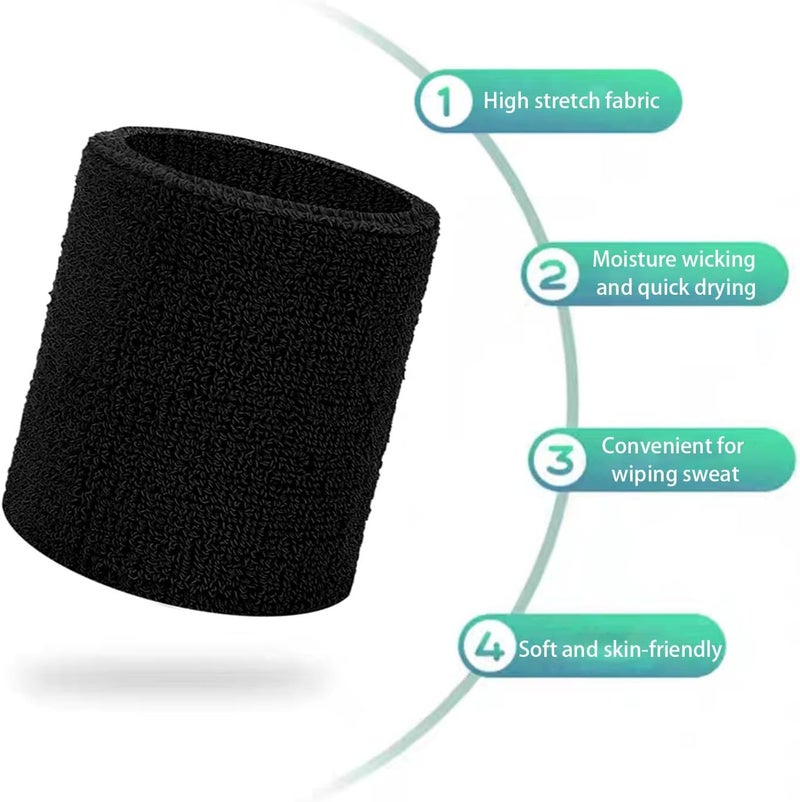 Fecawd Wristbands Sweatbands for Men & Women, Breathable Tennis Wrist Bands Absorbent Sweat Band Multiuse Wristband for Basketball, Running, Gym, Working Out - Image 2